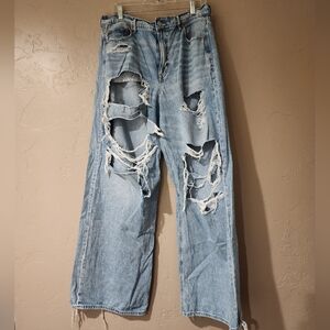 American eagle super high rise baggy wide leg jean